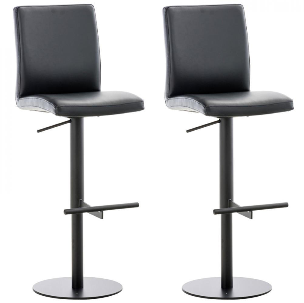 BARHOCKER 2er Set Lederlook Schwarz - Schwarz, Textil/Metall (40/93/49cm) - CLP