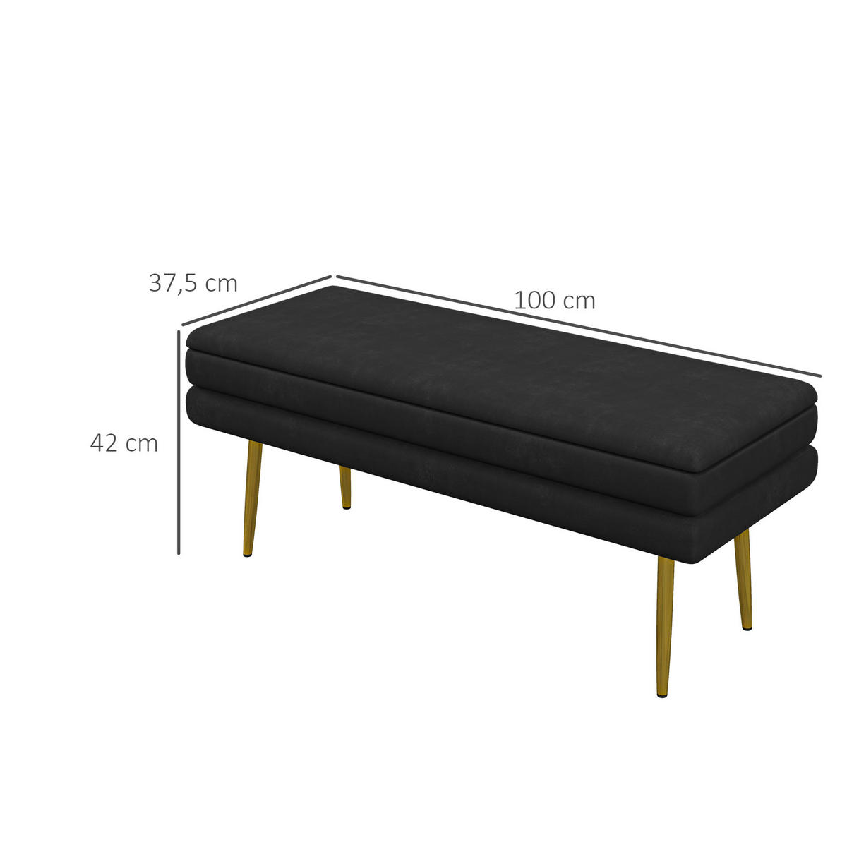 SITZBANK mit Stauraum, Schwarz - Schwarz, Kunststoff (37.5/43/79.5cm) - HOMCOM