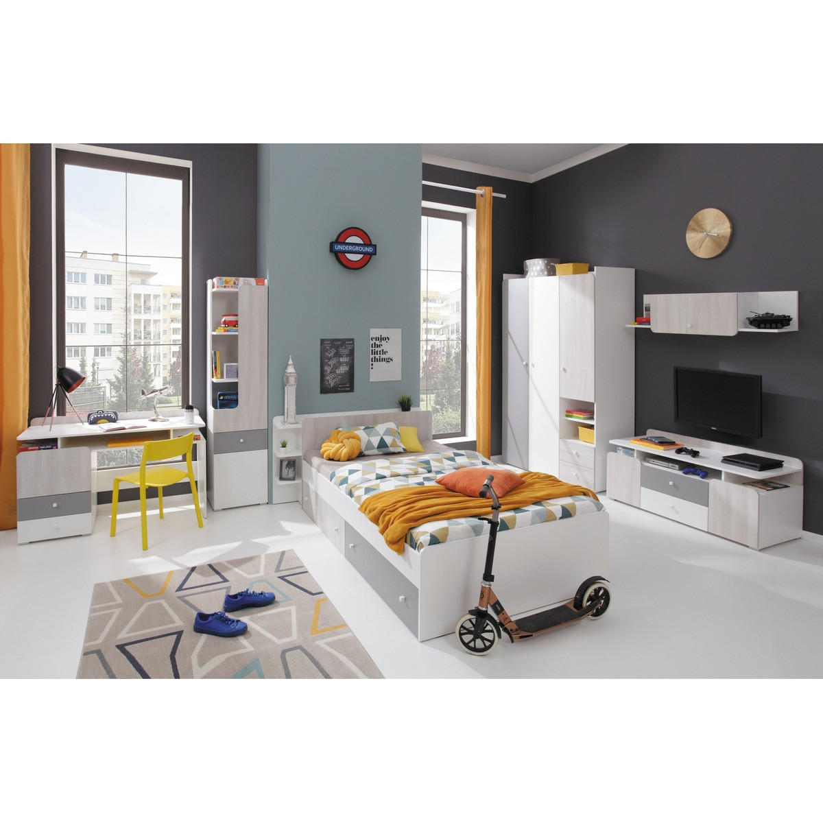 RAHMENBETT – 224 x 114 cm – COMO System – Grau - Grau, Holzwerkstoff - hi-markt