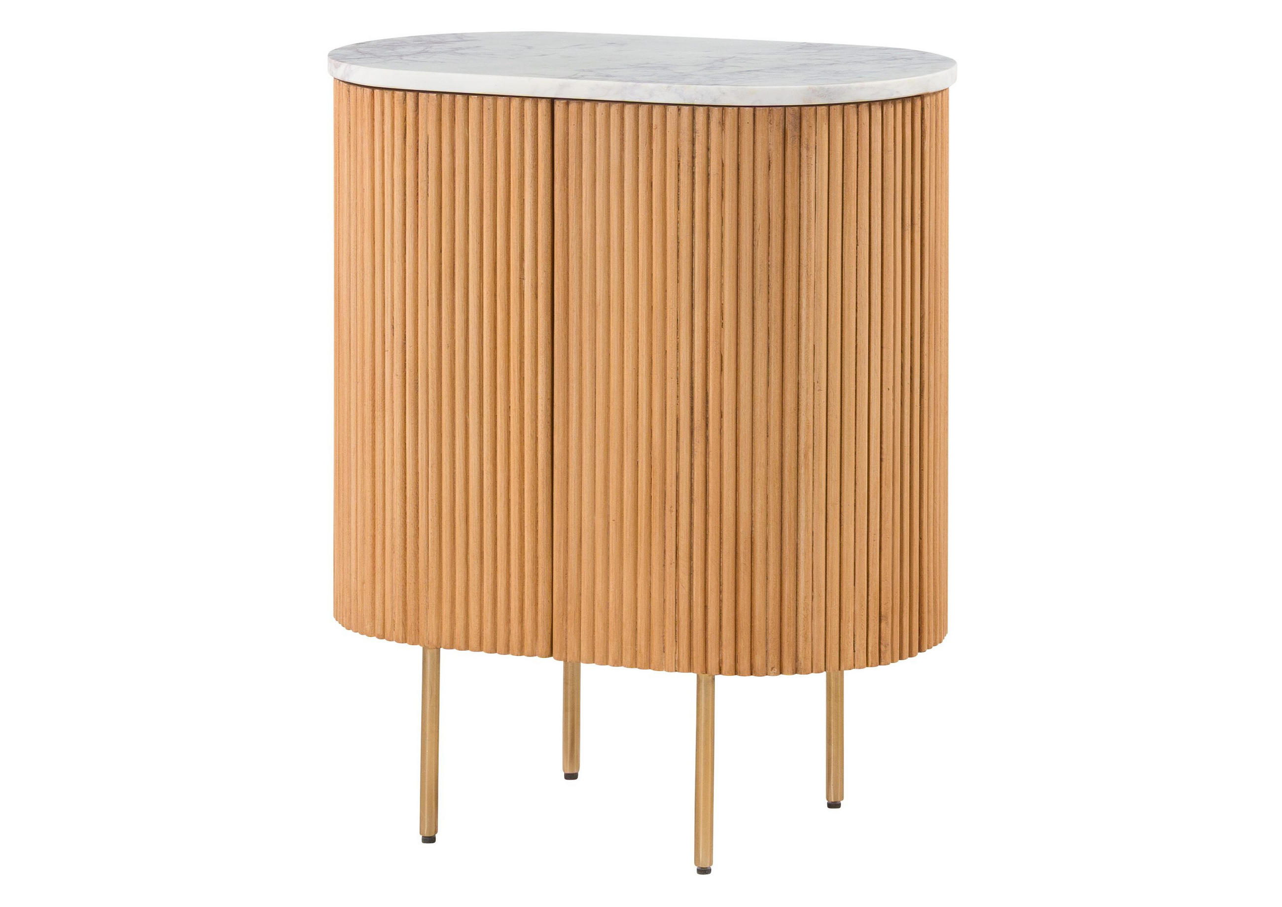 KOMMODE Mango 65x38x76 natur lackiert / Marmor weiß BARCELONA #515 - Naturfarben, Holz (65/76/38cm) - Massivmoebel24