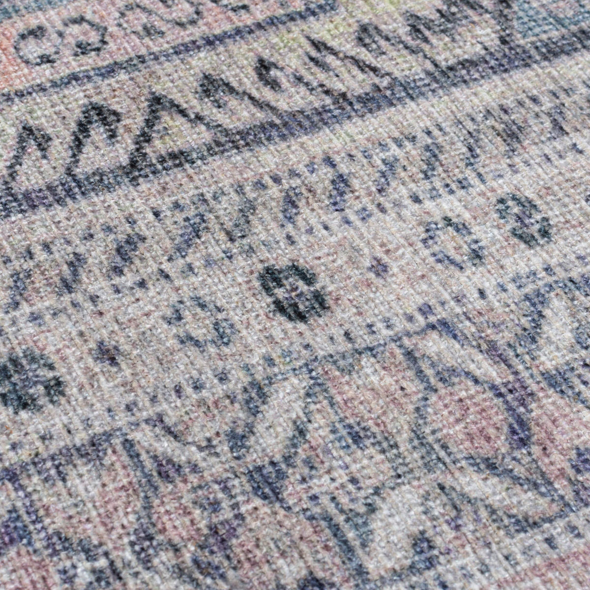 TEPPICH waschbar Vintage Geometrisch, Orientalisch, Küche schmutzabweisend Grau-Rosa Rechteckig 190x290 - Grau, Textil (190/290cm) - KADIMA DESIGN
