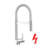 NIEDERDRUCK-VORFENSTER-KÜCHENARMATUR, Umklappbar 6 CM, Verchromt und Grau, 2-Strahl-Brause - Grau, Metall (21.3/48.2/21.3cm) - VIZIO