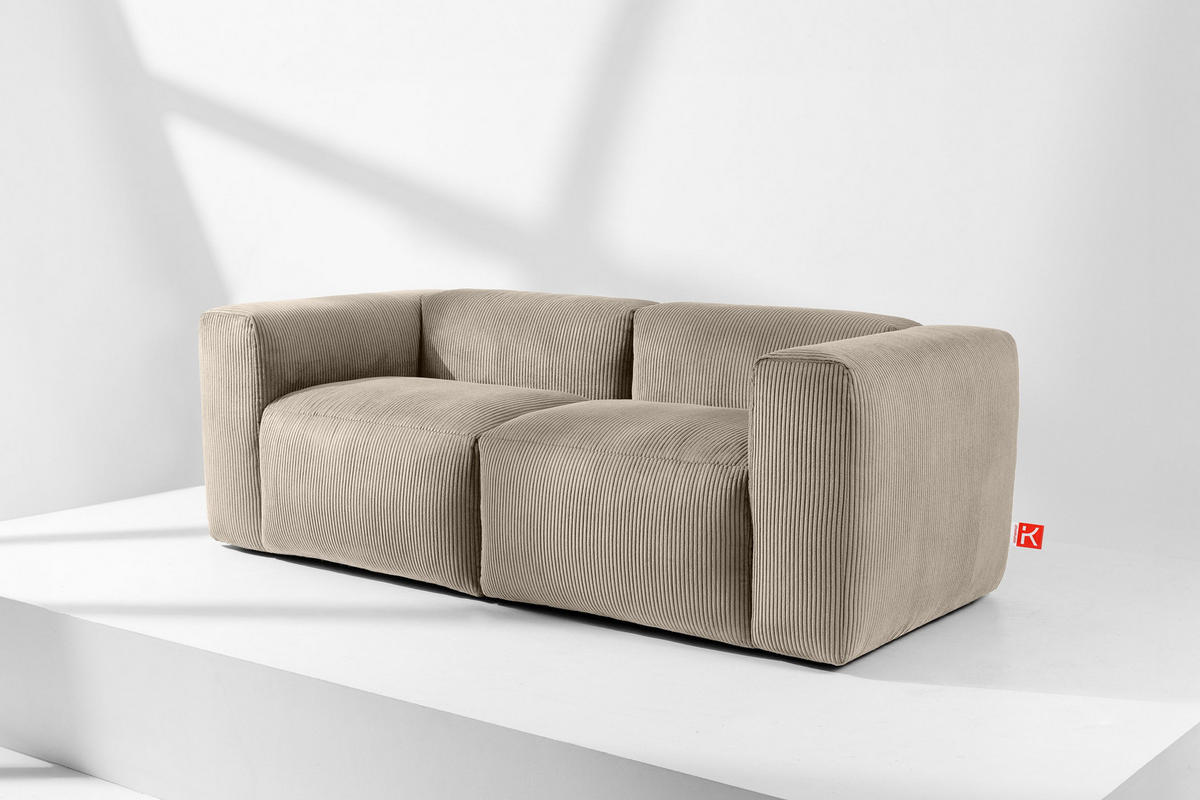2-SITZER-MODULSOFA BUFFO mit extrem weicher und bequemer Sitzfläche, Kordstoff, beige - Beige, Textil (210/73/96cm) - KONSIMO®