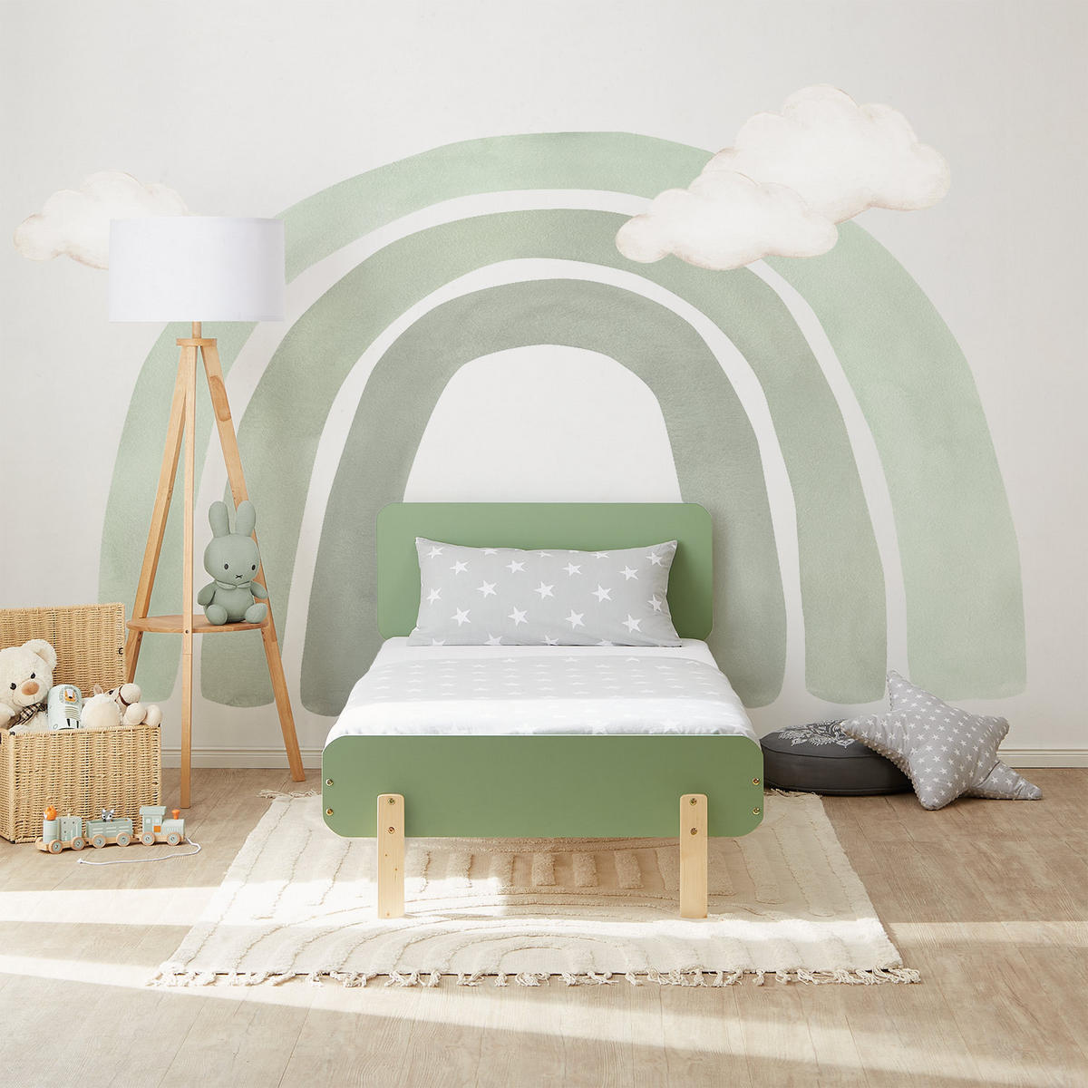KINDERBETT GRÜN 90/200 Lattenrost Matratze - Grün, Holz (95/77/209cm) - Homestyle4u