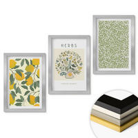 WANDBILDER 3er Set - 20x30 cm Silberner Rahmen - Zitronen mit Kräutern und Blättern - Silberfarben, Kunststoff (20/30cm) - ArtPrintCave