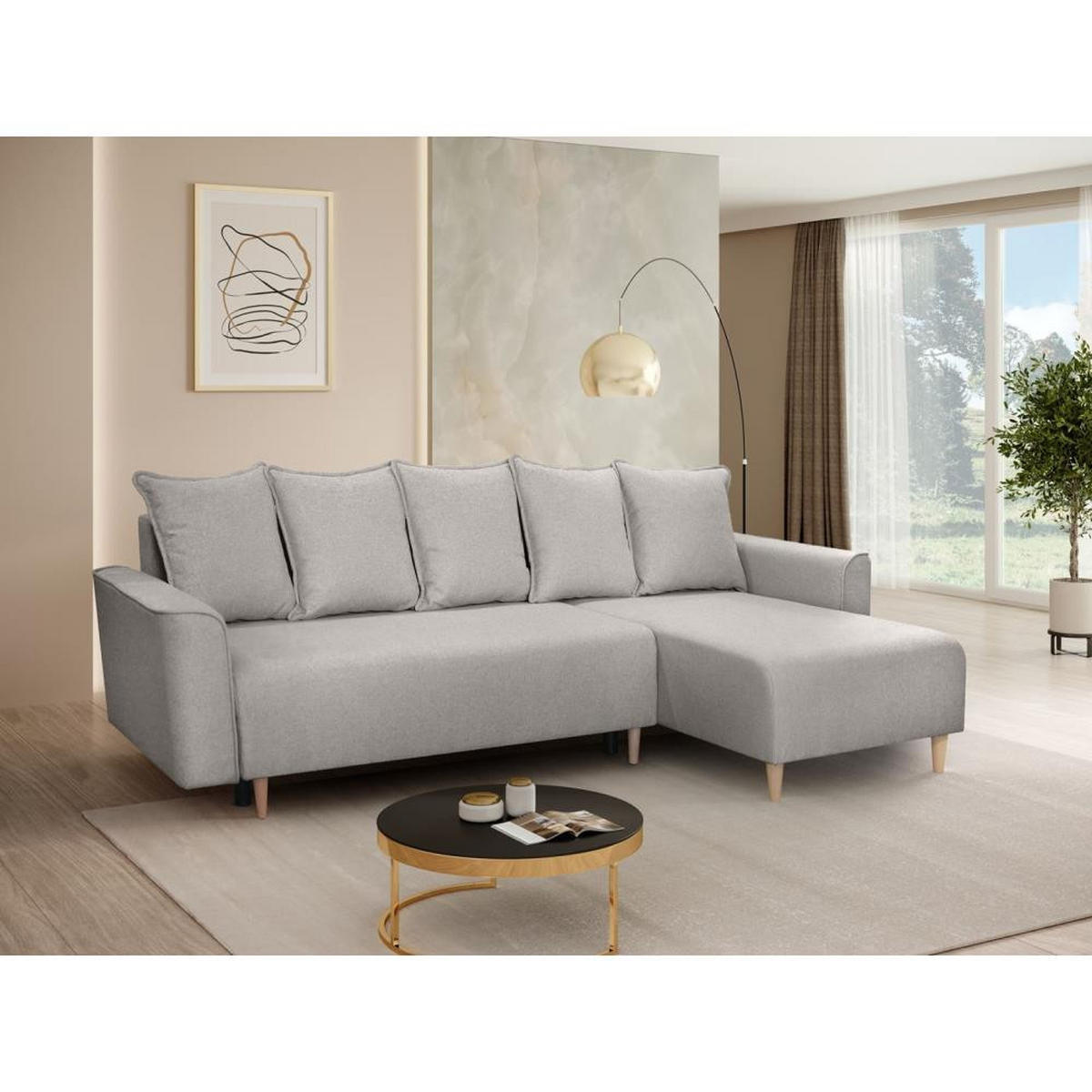 ECKSCHLAFSOFA Willow beige - Beige, Textil (225/150cm) - Beautysofa