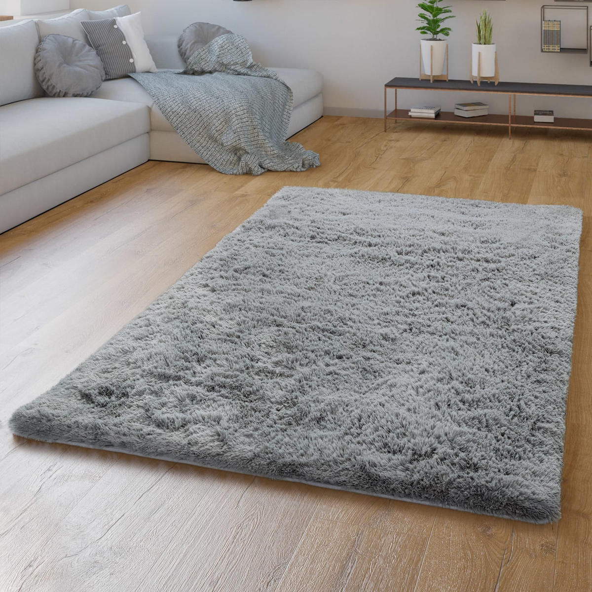 HOCHFLORTEPPICH Grau 140 x 200 cm - Grau, Kunststoff (140/200cm) - TT Home