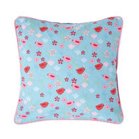 KISSENHÜLLE Vögel & Blumen 45/45 cm - Hellblau, Textil (45/45cm) - Homescapes