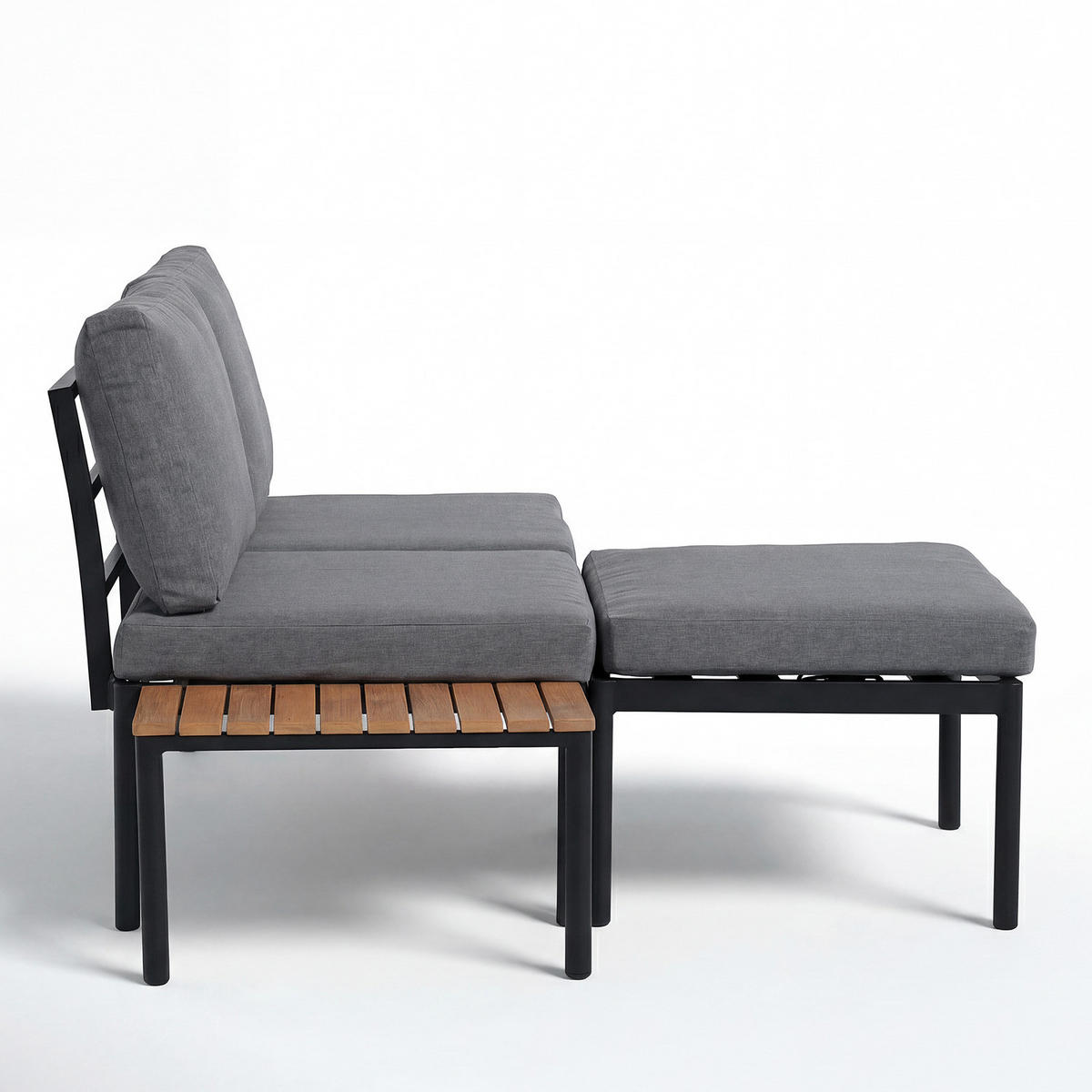 LOUNGESET - 3-teilig - Aluminium - Grau - Grau, Kunststoff/Textil - home24