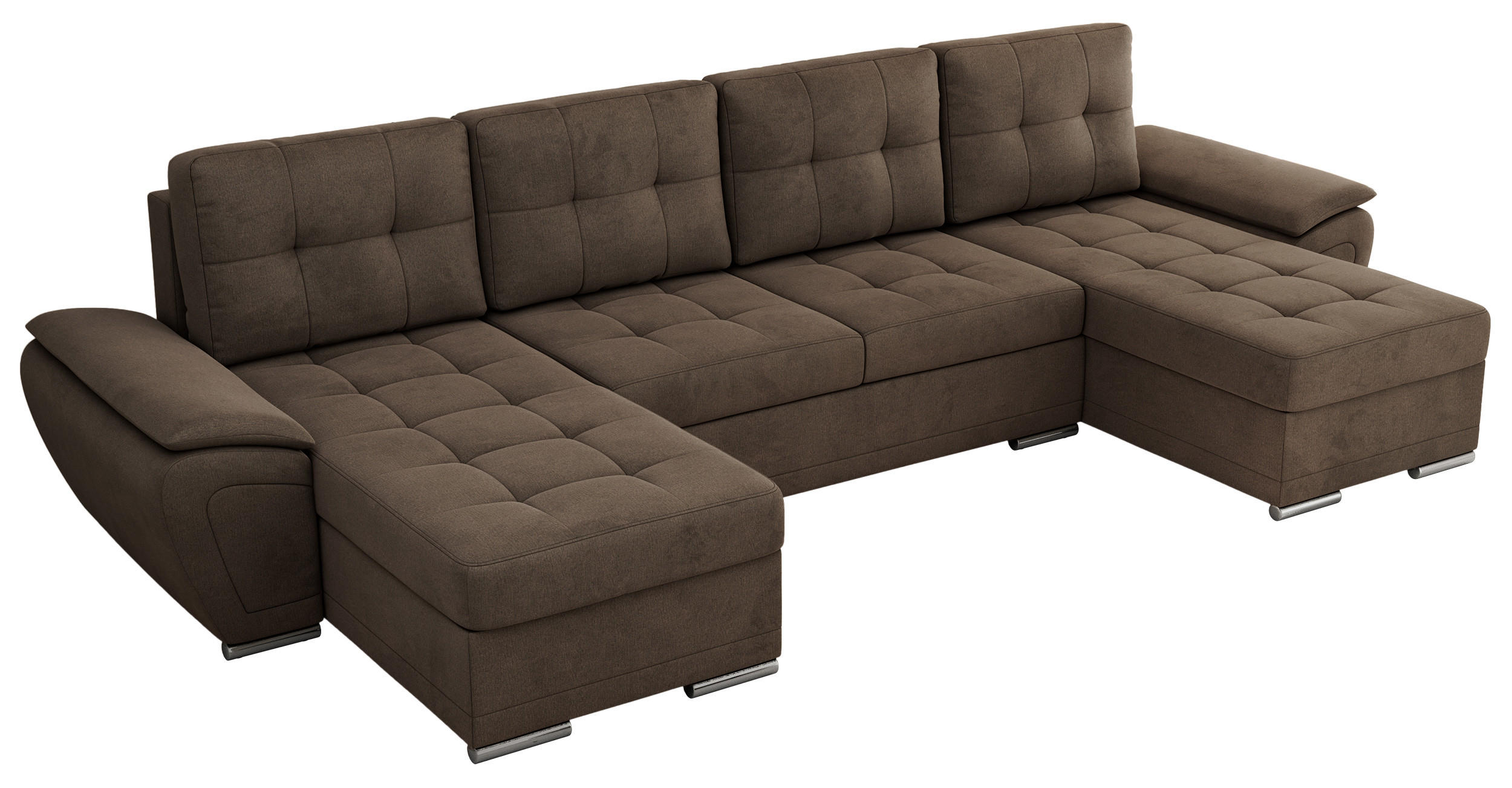 WOHNLANDSCHAFT UMBRIA U Braun Velvet - Braun/Grau, Textil/Metall (336/85/157cm) - MKS