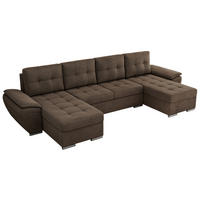 WOHNLANDSCHAFT UMBRIA U Braun Velvet - Braun/Grau, Textil/Metall (336/85/157cm) - MKS
