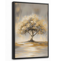 LEINWAND Bilder mit Rahmen - Gemälde - Baum - Abstrakt - Blätter - 20x30 - Beige, Textil (20/30cm) - MuchoWow