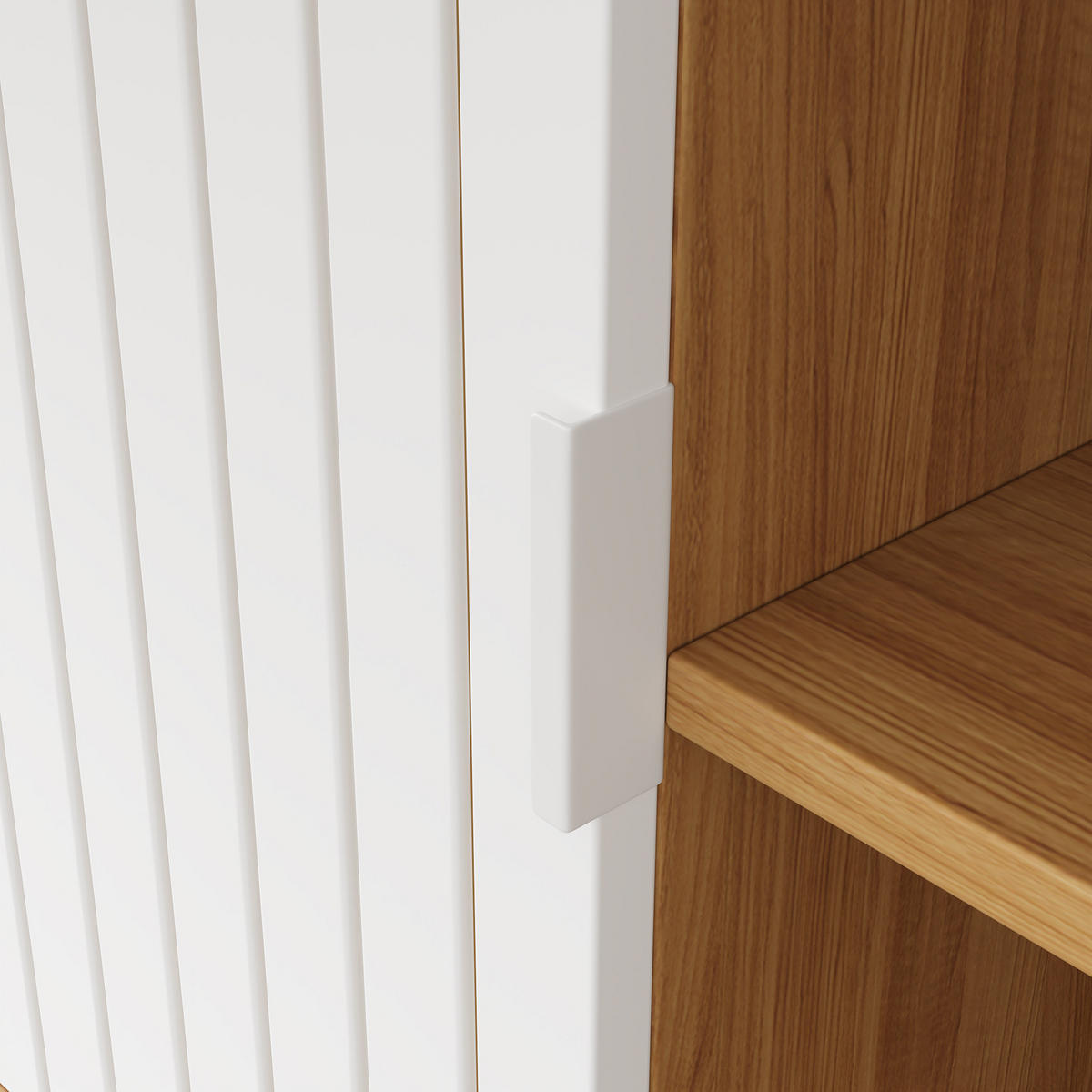BÜROSCHREIBTISCH in natur & weiß, stahlgestell, rillen-design - Naturfarben, Holzwerkstoff (120/140/76.5cm) - Urban Meuble