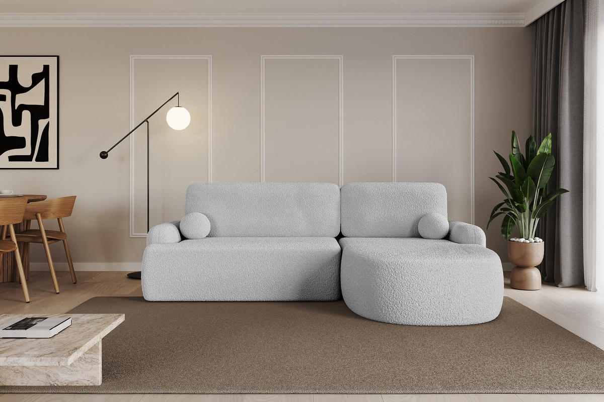 ECKSOFA mit Schlaffunktion und Bettkasten LIRA-L - 264x172x89 Hellgrau - Hellgrau, Holzwerkstoff/Textil (172/264cm) - ALTDECOR