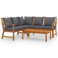 GARTEN-LOUNGE-SET 4-teilig Mit Auflagen Massivholz Akazie - Dunkelgrau, Holz/Textil - vidaXL