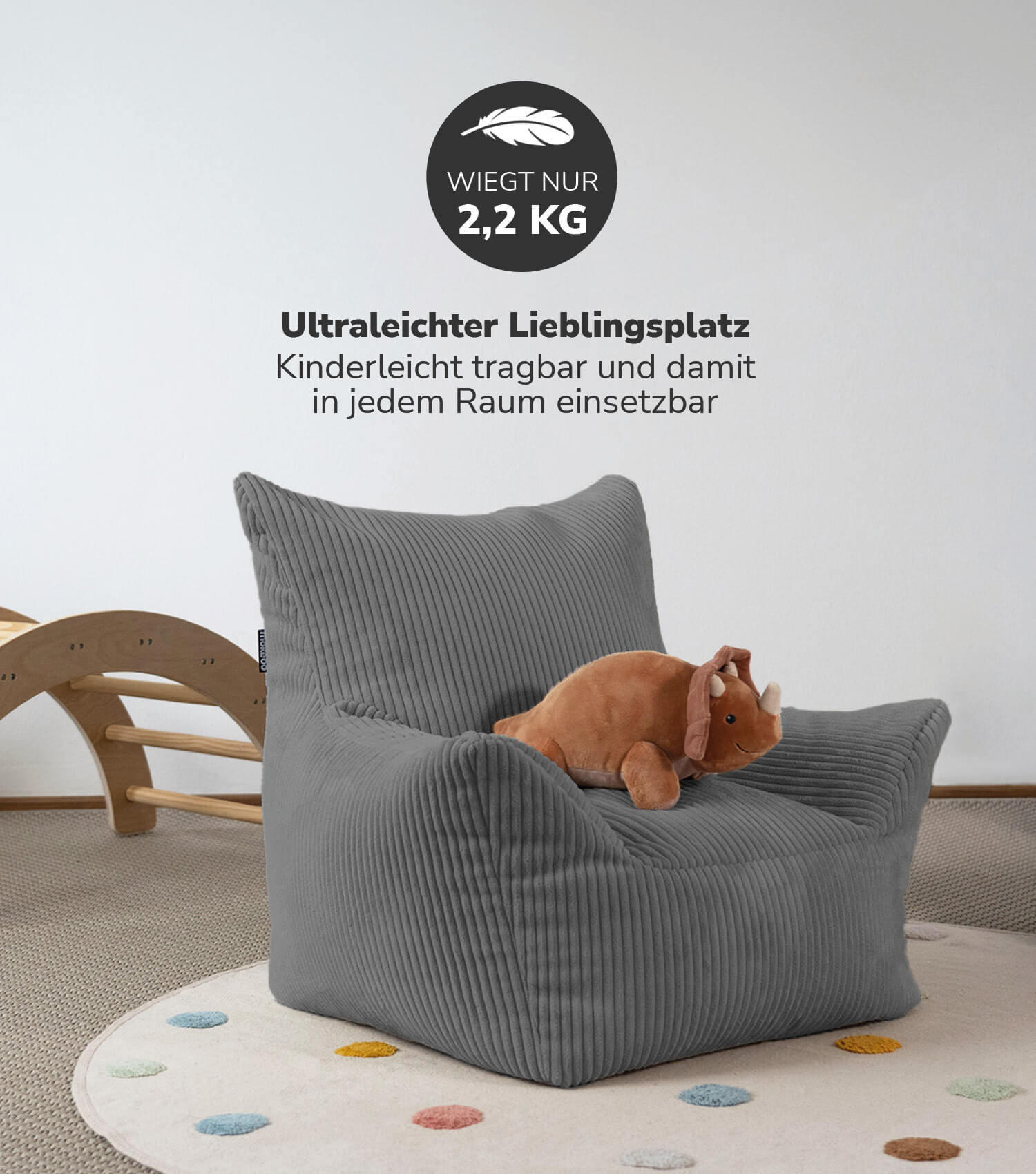 KINDERSESSEL Der Pausenheld - Anthrazit, Textil (52/57/53cm) - Mokebo
