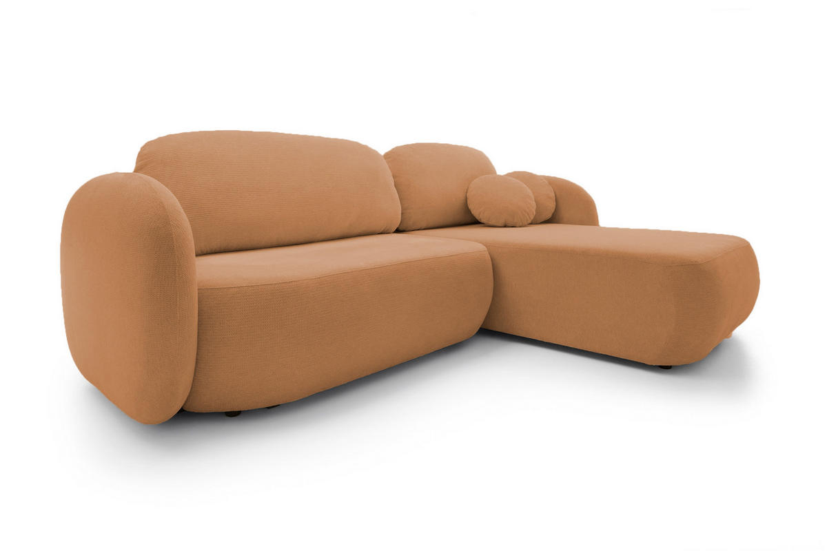 ECKSOFA OLIO L-Form Schlaffunktion mit Bettkasten, lose Rückenkissen, freistehend, RECHTS 248x174 cm Dark orange - Dunkelorange, Holz/Textil (248/174cm) - DomoHome