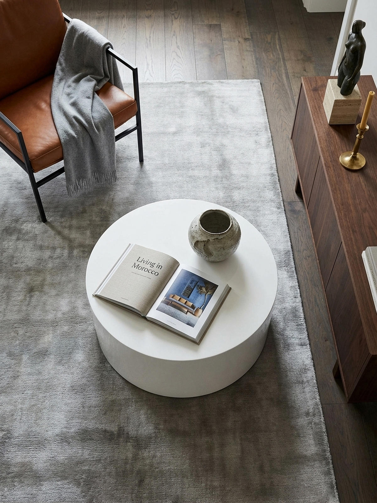 COUCHTISCH rund in Weiß Hochglanz, 60x60x30 cm, Modernes Design - Weiß, Holzwerkstoff (60/60/30cm) - KADIMA DESIGN