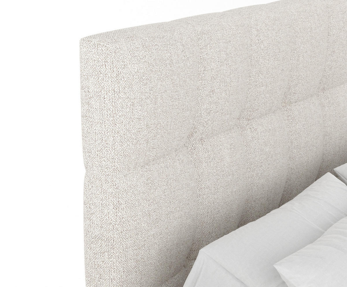 BOXSPRINGBETT Chanton Hellbeige 160/200 cm mit Latex-Topper - Beige/Silberfarben, Holz/Holzwerkstoff (160/200cm) - Maison de Reve