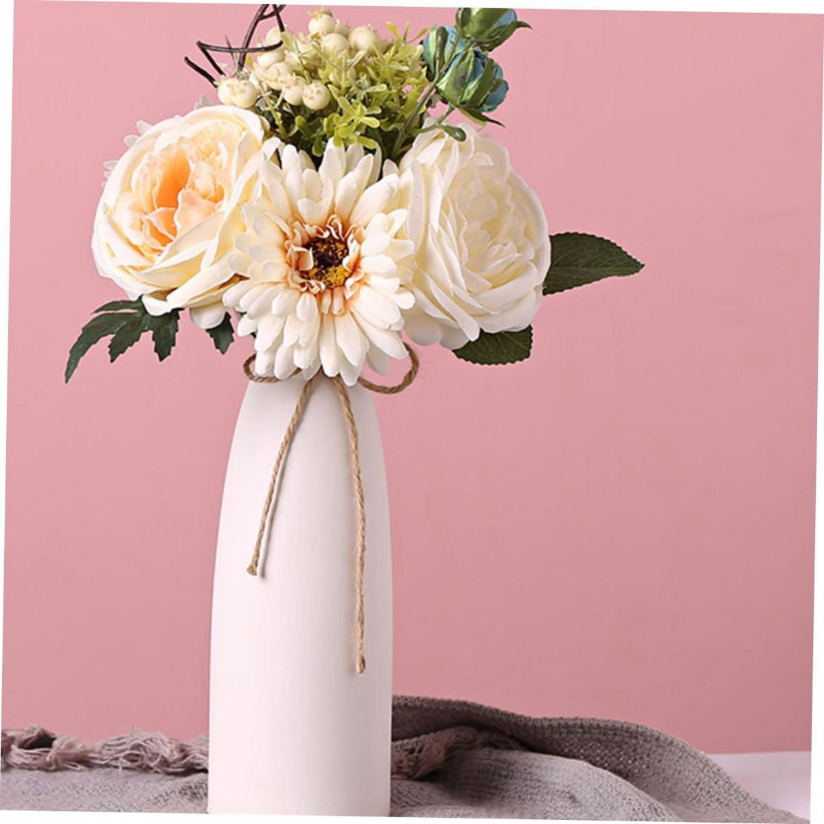 VASE 7 x 7 x 21 cm Keramik - Weiß, Keramik (21cm) - LIBRATON