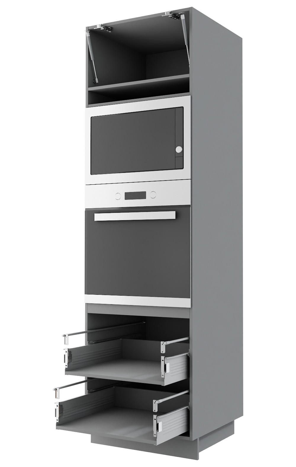 BACKOFEN-HOCHSCHRANK Kvantum D14/RU/2M/284 Mint Matt / Grau Matt 60 / 59 / 207cm - Grau/Mintgrün, Holz/Holzwerkstoff (60/207/59cm) - Feldmann-Wohnen