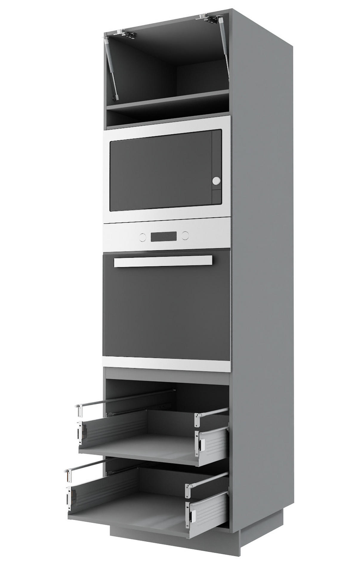 BACKOFEN-HOCHSCHRANK Kvantum D14/RU/2M/284 Mint Matt / Grau Matt 60 / 59 / 207cm - Grau/Mintgrün, Holz/Holzwerkstoff (60/207/59cm) - Feldmann-Wohnen