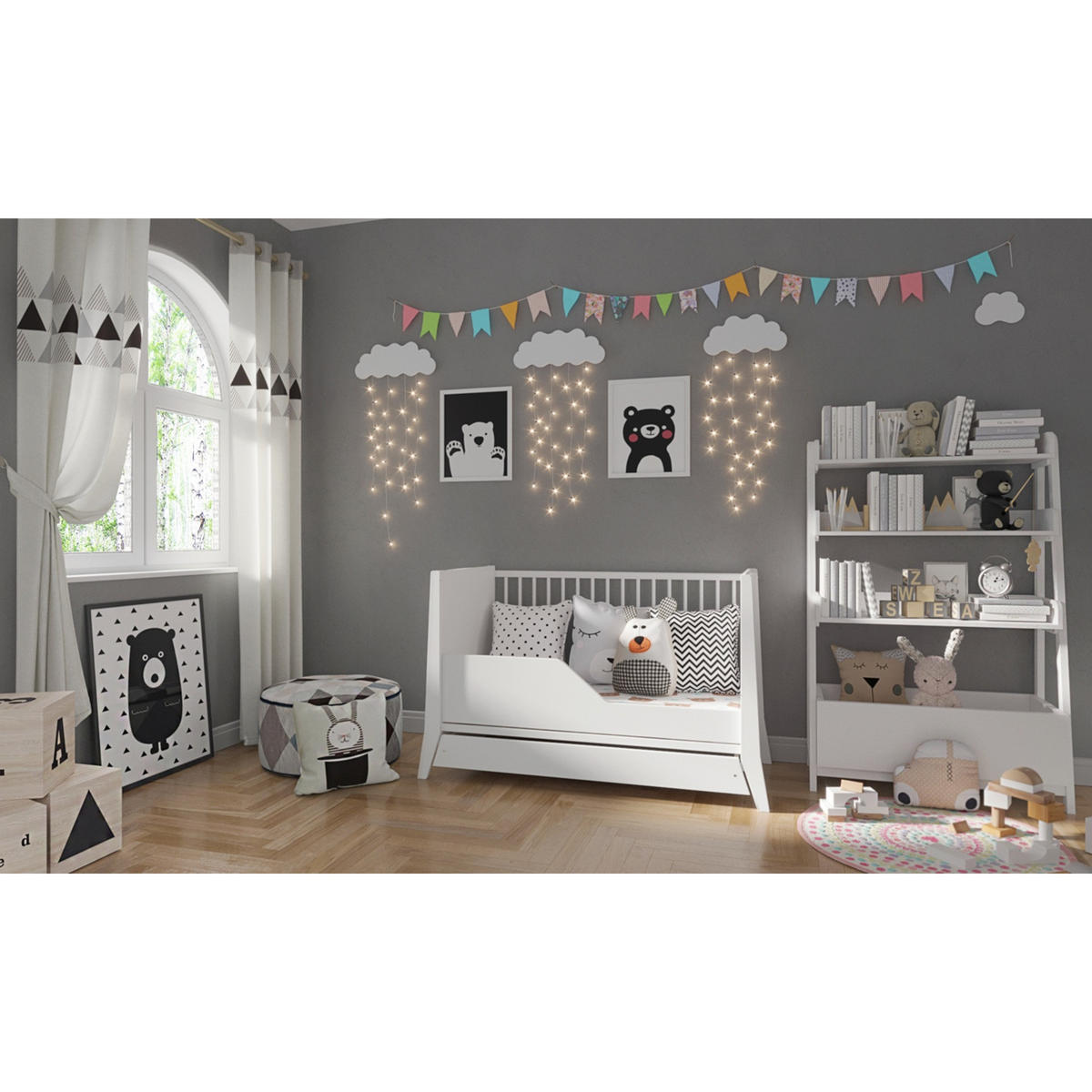 BABYBETT Zoe, Mitwachsendes, mit Schublade Weiß - Weiß, Holz (60/120cm) - Premiers Moments