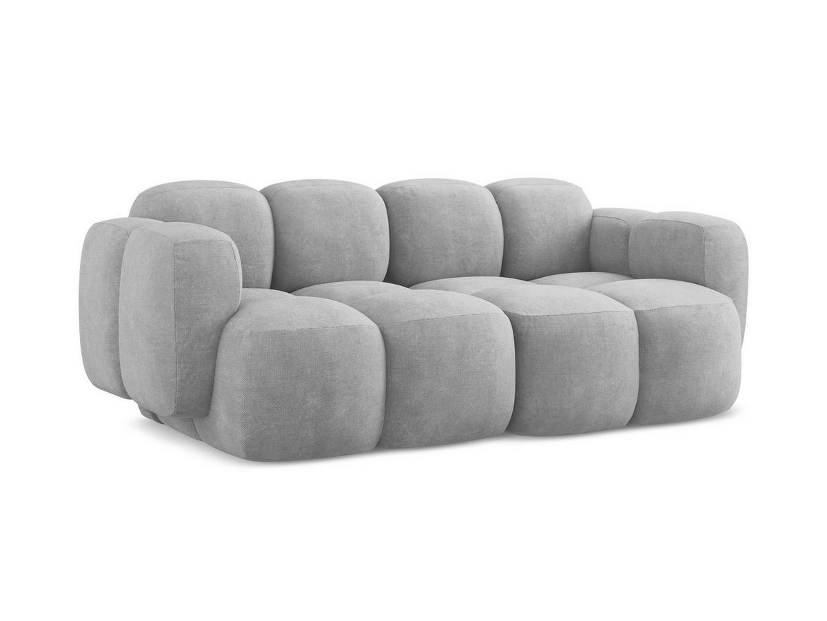 2-SITZER SOFA Chenille Stoff Grau - Hellgrau/Schwarz, Holzwerkstoff/Kunststoff (210/72/115cm) - Makamii