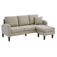 ECKSOFA 166/118/77 cm hellgrau aus Cord mit Chaiselongue - Graubraun, Kunststoff (118/166cm) - OKWISH