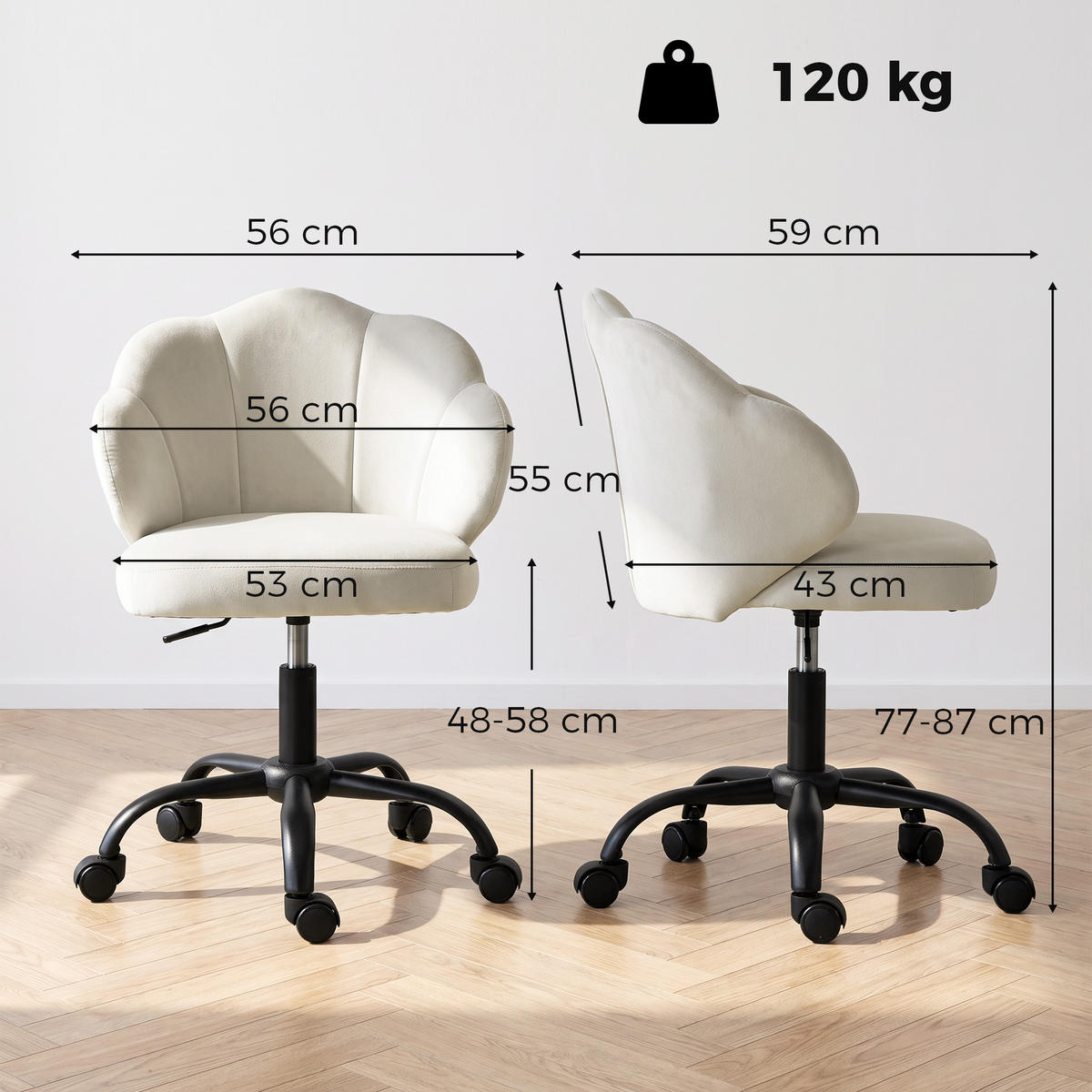 BÜROSTUHL Creme 59.0/56.0/87.0 cm - Creme, Textil (56/87/59cm)