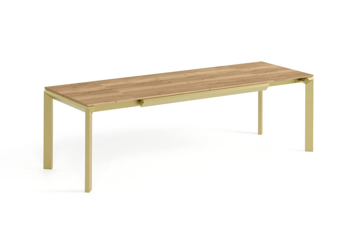 ESSTISCH FADO - Hellbraun/Goldfarben, Holzwerkstoff (90/160/76cm) - Meblini