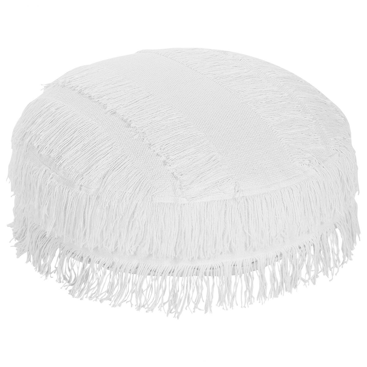 POUF Oulad 50/50/20 cm - Weiß, Naturmaterialen/Textil (50/20/50cm) - Beliani