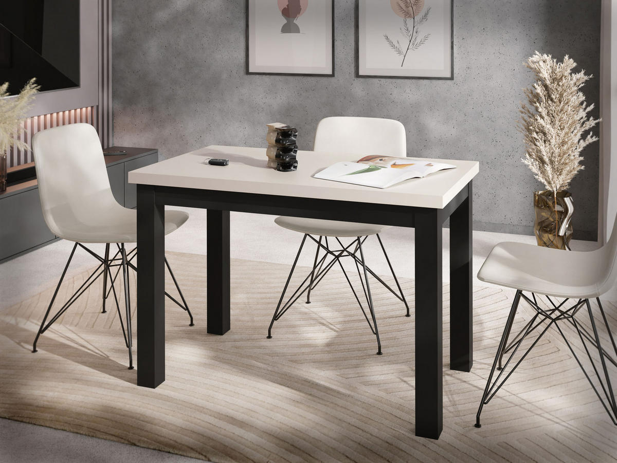 ESSTISCH Arden rechteckig, Grau Beige Kaschmir 100/60/73 cm - Kaschmir/Schwarz, Holz/Holzwerkstoff (100/60/73cm) - WFL GROUP