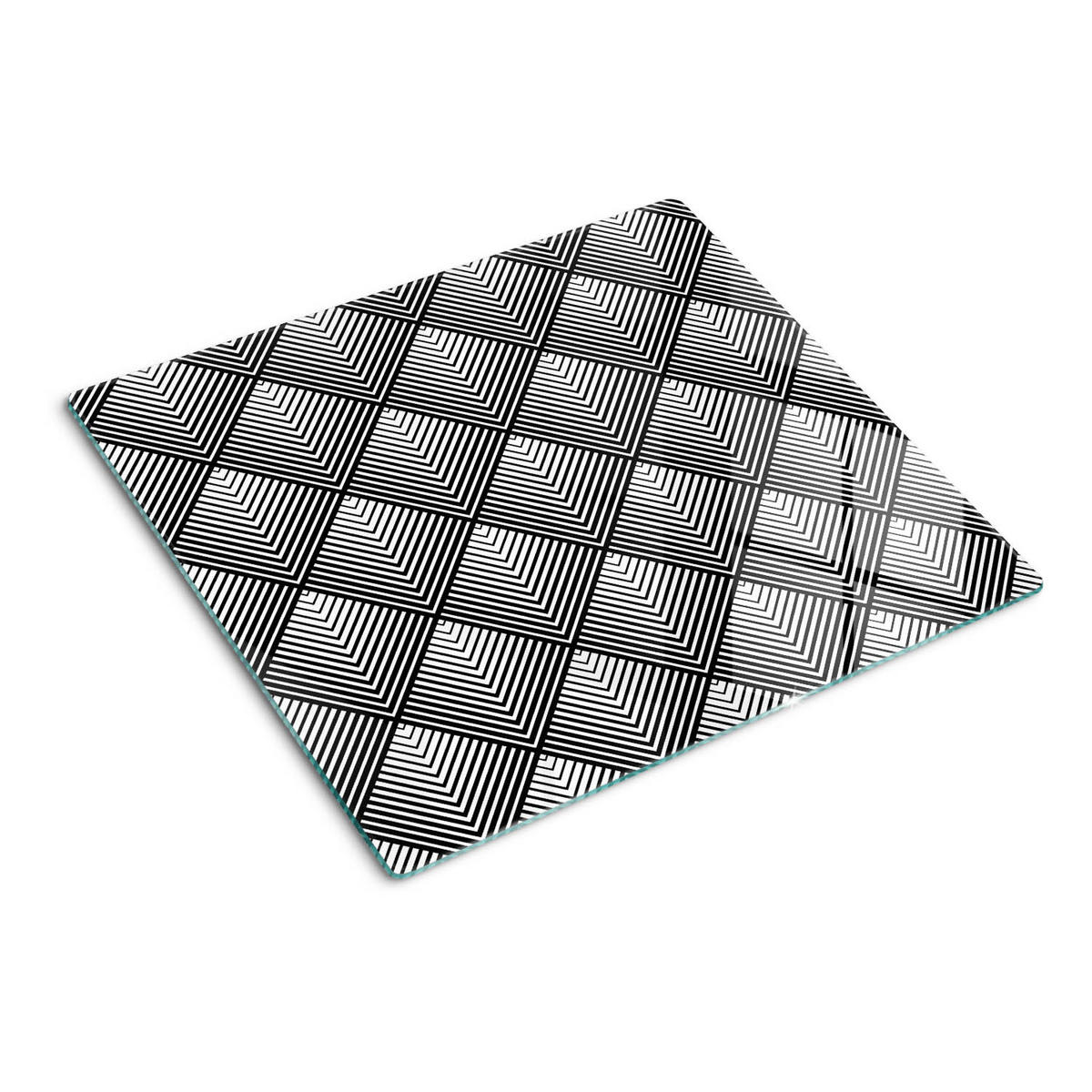 GLASPLATTE 60x52 cm Geometrische Figuren - Schwarz, Glas (60/0.4/52cm) - TULUP