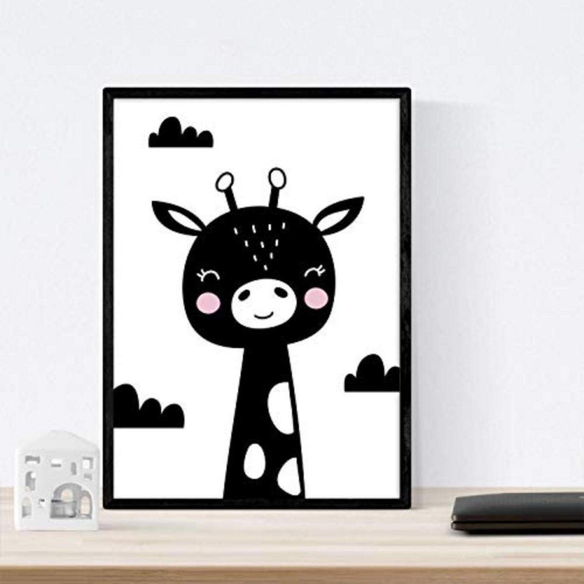 POSTER Set mit 4 von Kaninchen, Giraffe, Kaktus und Wolke A3 Rahmenlos - Klar, Papier (29.7/3cm) - Nacnic