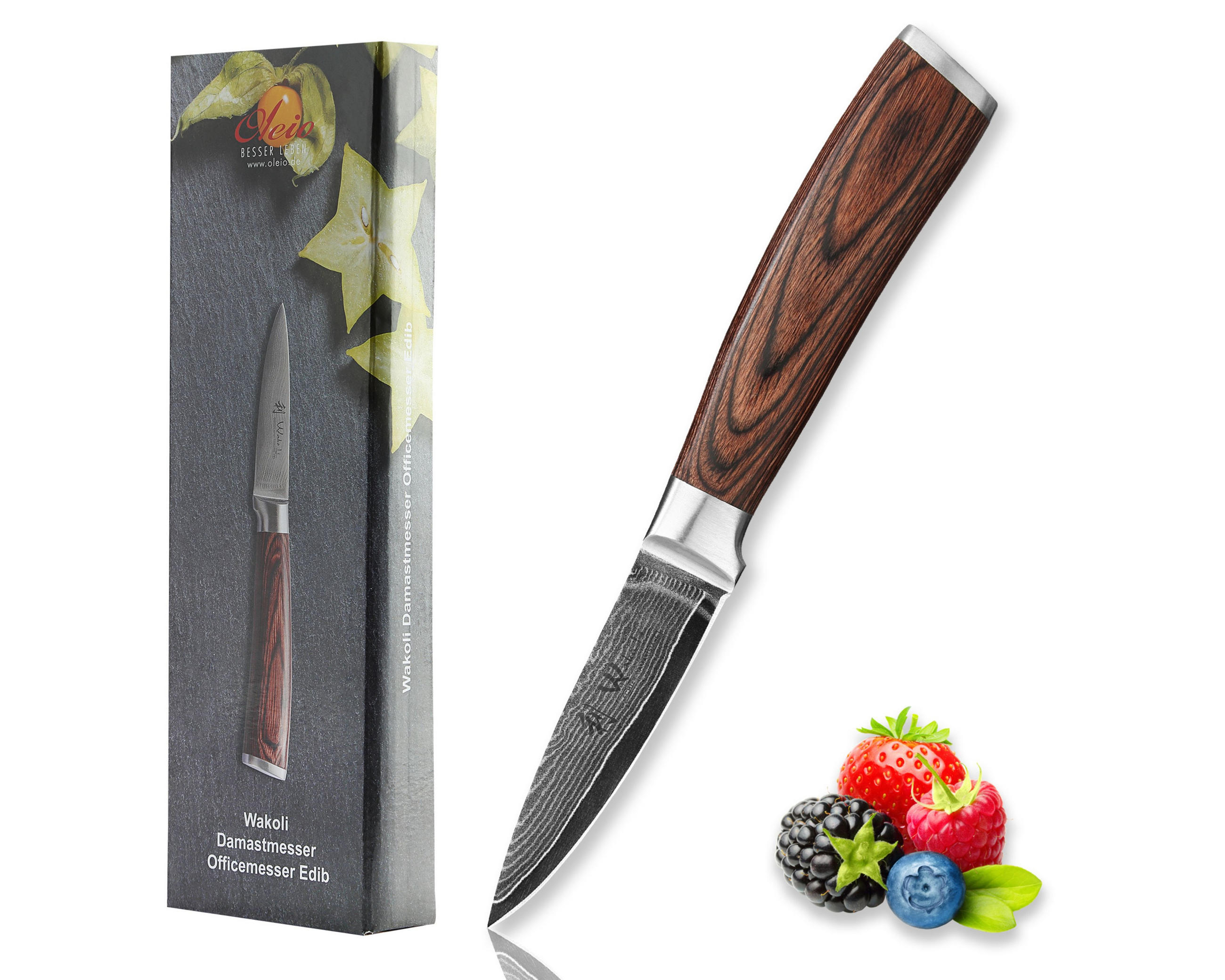 OFFICEMESSER Edib Damast - Braun, Holz/Metall (19cm) - Wakoli