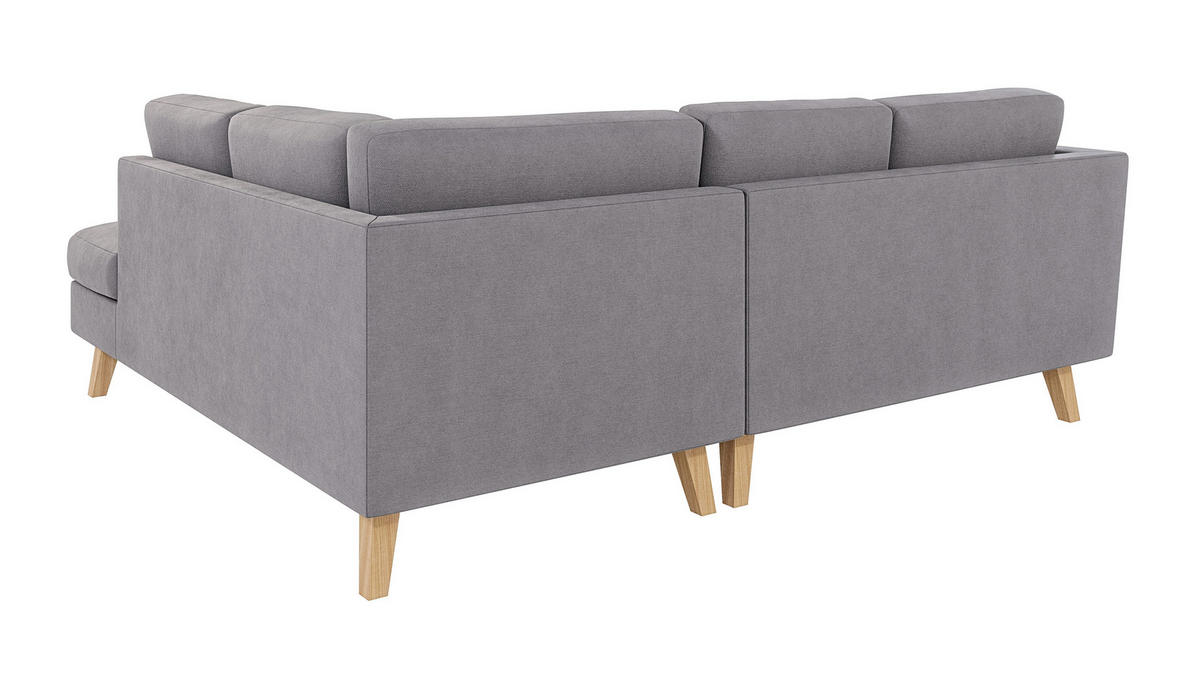 ECKSOFA Mario Grau Microfaser - Naturfarben/Grau, Buchenholz/Textil (221/186cm) - S-Style Möbel