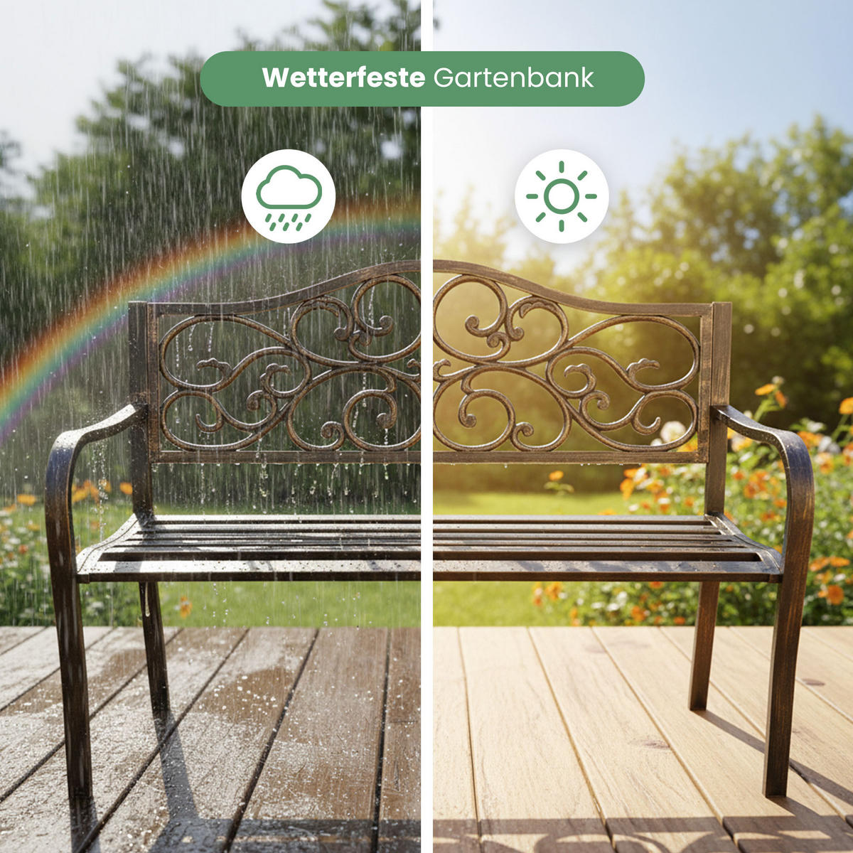 GARTENBANK IRGA Braun 127 x 89 x 62 cm - Braun, Metall (127/89/62cm) - Akord