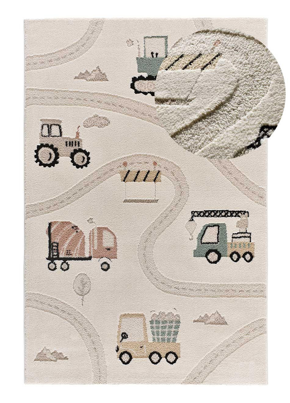 Atticgo Kinderteppich Weiß, Mehrfarbig 120x170 cm