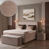 BOXSPRINGBETT MIT BETTKASTEN BRISE 180/200 cm, Greige, Bettkasten, Matratze, Topper integriert, H3 mittel 7-Zonen Matratze - Greige/Schwarz, Holz/Kunststoff (180/200cm) - Consilio Concept