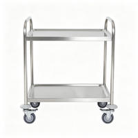 SERVIERWAGEN DE-41505 80/45/82 cm, 2 Ablageflächen und Rollen Grau - Silberfarben, Metall (80/82/45cm) - ComfortXL
