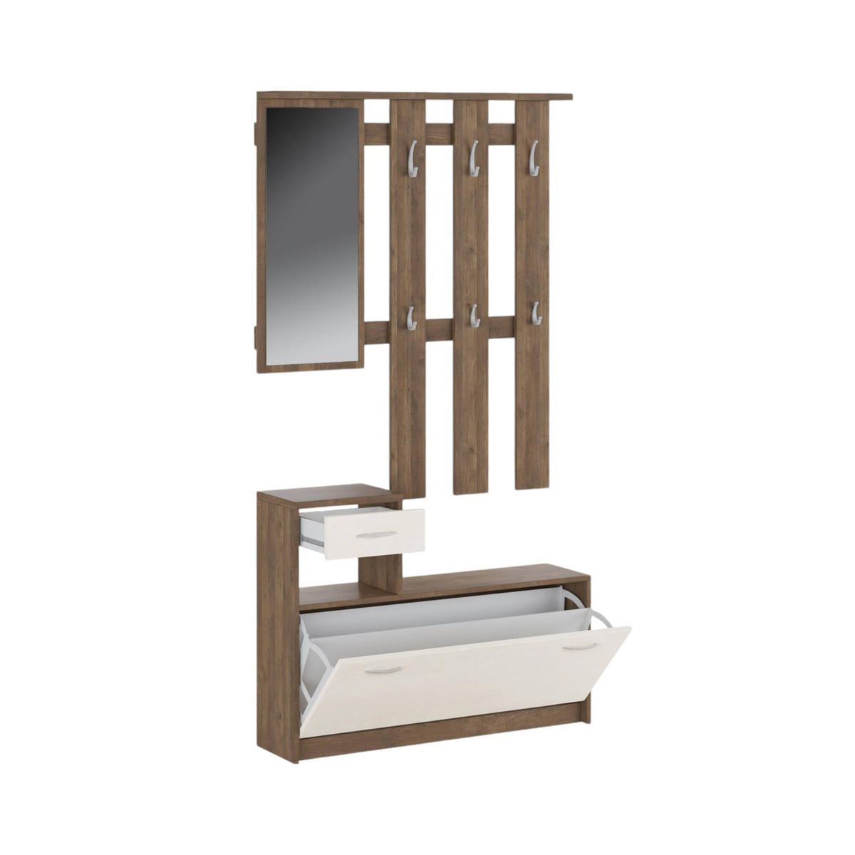 GARDEROBE Holz-Effekt Weiße Eiche 25x100h180 - Alteiche/Weiß, Holzwerkstoff (100/190/25.5cm) - DMORA