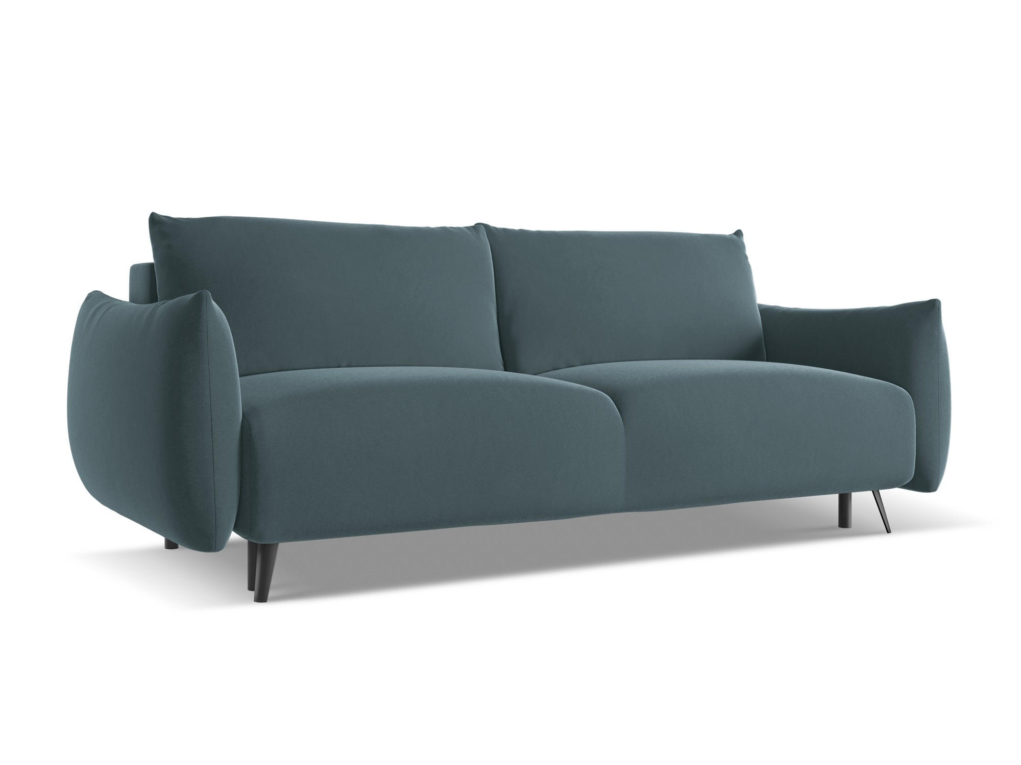 3-SITZER SOFA mit Schlaffunktion Samt Stoff Blau - Blau/Petrol, Textil/Metall (230/86/105cm) - Makamii