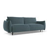 3-SITZER SOFA mit Schlaffunktion Samt Stoff Blau - Blau/Petrol, Textil/Metall (230/86/105cm) - Makamii