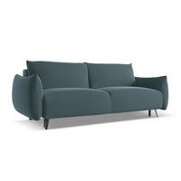 3-SITZER SOFA mit Schlaffunktion Samt Stoff Blau - Blau/Petrol, Textil/Metall (230/86/105cm) - Makamii
