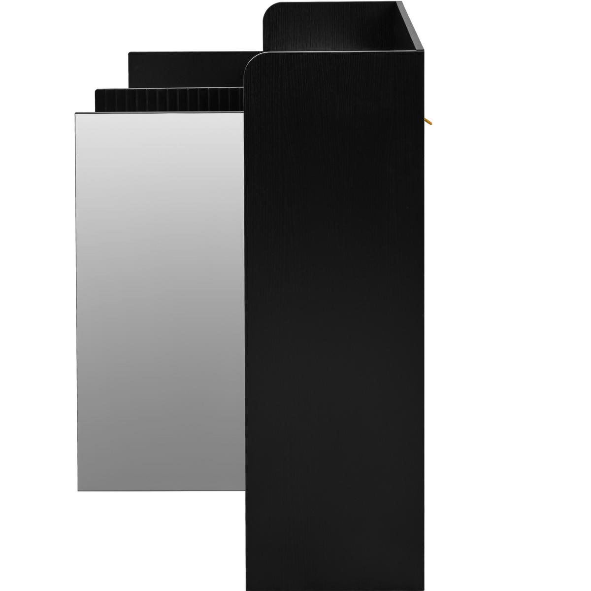 SCHUHSCHRANK 110/35,5/110 cm in Schwarz mit Spiegel und verstellbaren Einlegeböden - Schwarz, Holzwerkstoff (110/110/35.5cm) - Flora Grace