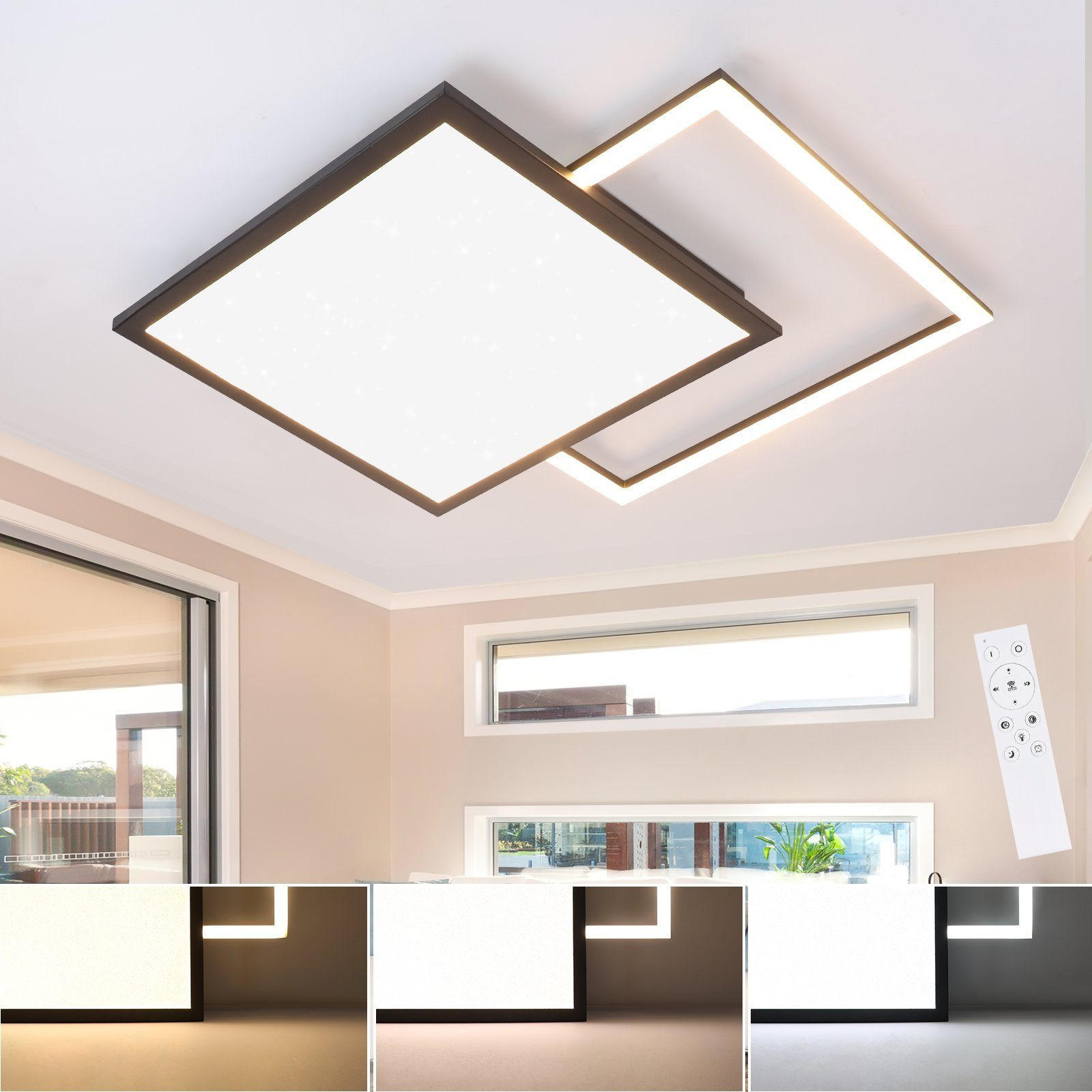 LED-DECKENLEUCHTE Carl 53/53/5 cm - Schwarz, Metall (53/53/5cm) - Nettlife