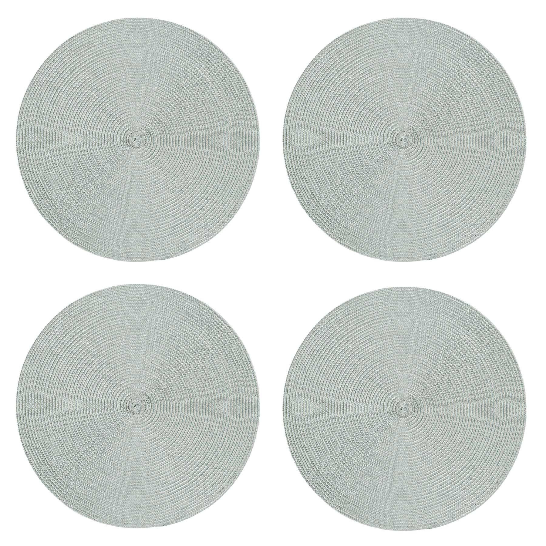 PLATZSET 4er Set Polypro Silber 35 cm rund - Silberfarben, Kunststoff (35cm) - TiborTex