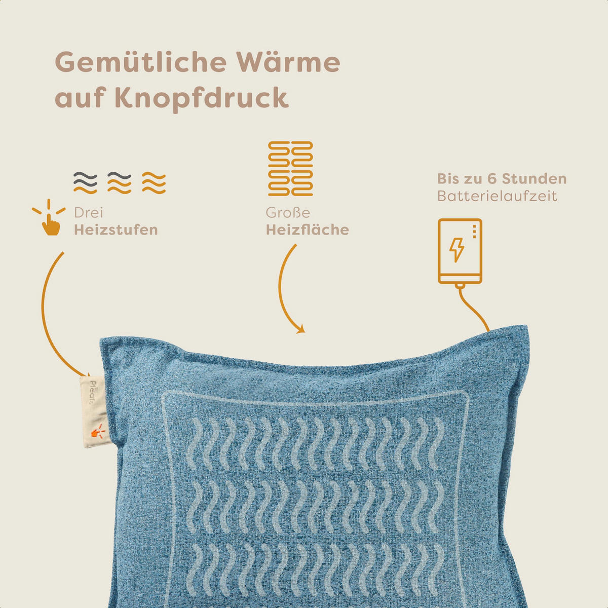 HEIZKISSEN Nomad 45x60cm Shadow Blue - Pastellblau, Textil (45/60cm) - Pleafs