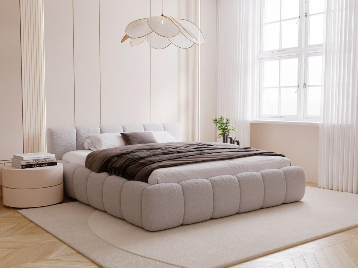 POLSTERBETT Cloud Low 140x200 Bouclé-Stoff Grau - Grau, Textil (140/200cm) - Graingold